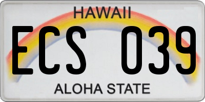 HI license plate ECS039