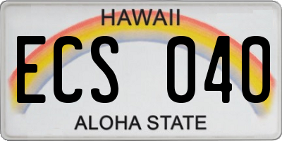 HI license plate ECS040
