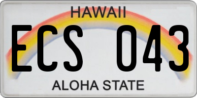 HI license plate ECS043