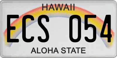 HI license plate ECS054