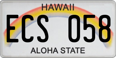 HI license plate ECS058
