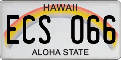 HI license plate ECS066