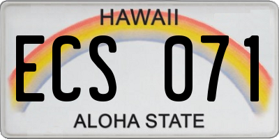 HI license plate ECS071