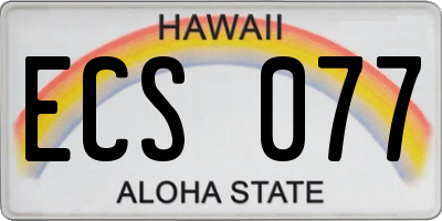 HI license plate ECS077