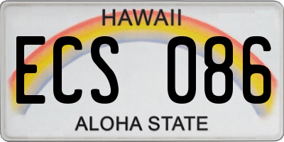 HI license plate ECS086