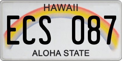 HI license plate ECS087