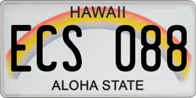 HI license plate ECS088
