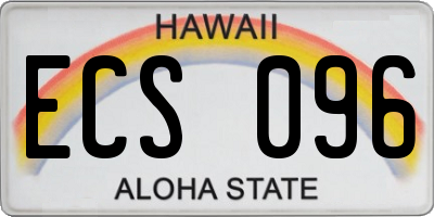 HI license plate ECS096