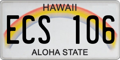 HI license plate ECS106