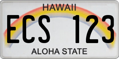 HI license plate ECS123