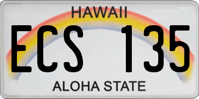 HI license plate ECS135