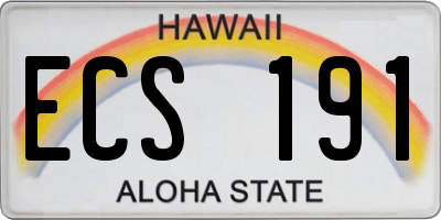 HI license plate ECS191