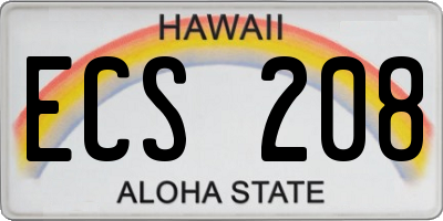 HI license plate ECS208