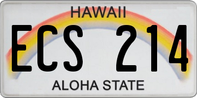HI license plate ECS214