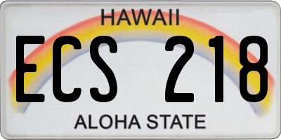 HI license plate ECS218