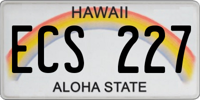 HI license plate ECS227