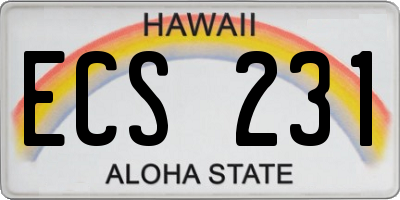 HI license plate ECS231