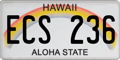 HI license plate ECS236
