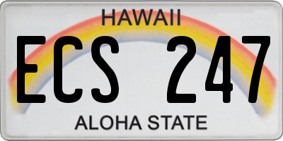 HI license plate ECS247