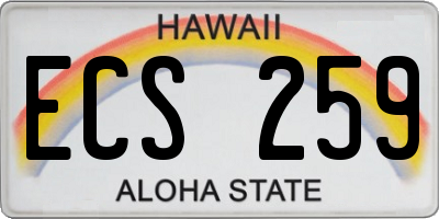 HI license plate ECS259