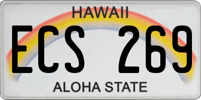 HI license plate ECS269