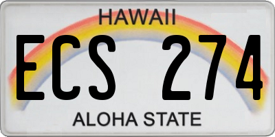 HI license plate ECS274
