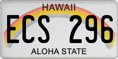 HI license plate ECS296