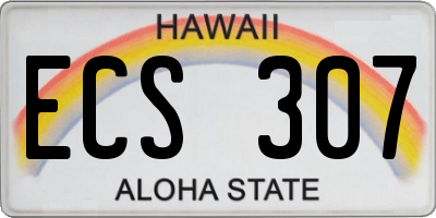 HI license plate ECS307