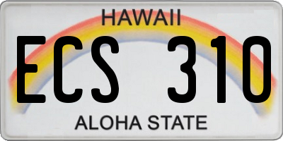 HI license plate ECS310