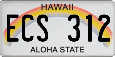 HI license plate ECS312