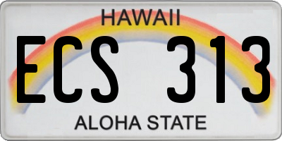 HI license plate ECS313