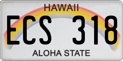 HI license plate ECS318