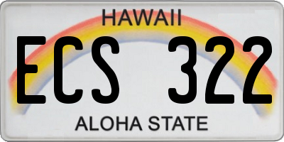 HI license plate ECS322
