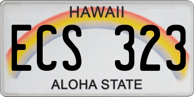 HI license plate ECS323