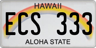 HI license plate ECS333