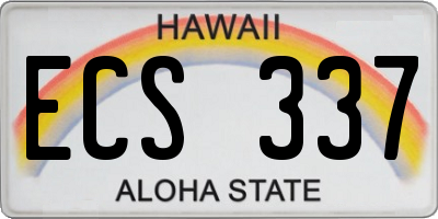 HI license plate ECS337