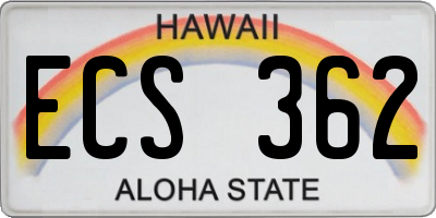 HI license plate ECS362