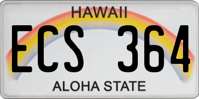 HI license plate ECS364