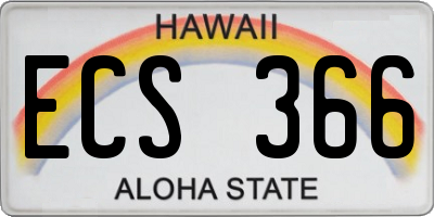 HI license plate ECS366