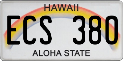 HI license plate ECS380