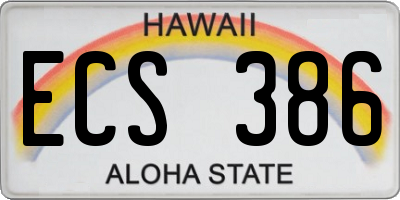 HI license plate ECS386