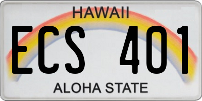HI license plate ECS401
