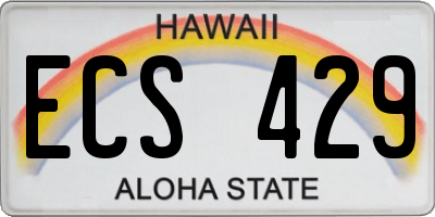 HI license plate ECS429