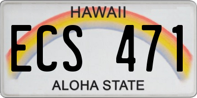 HI license plate ECS471