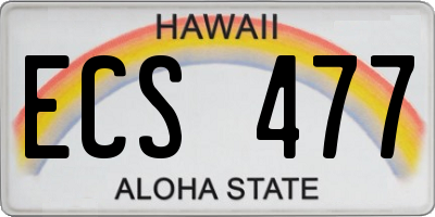 HI license plate ECS477