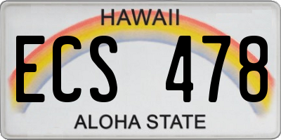 HI license plate ECS478