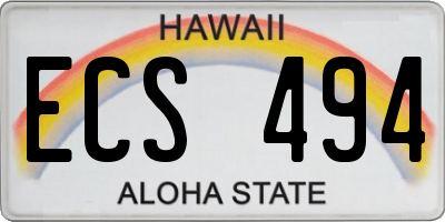 HI license plate ECS494