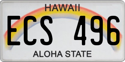 HI license plate ECS496