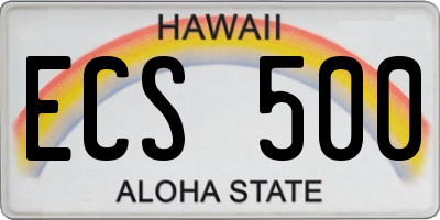 HI license plate ECS500