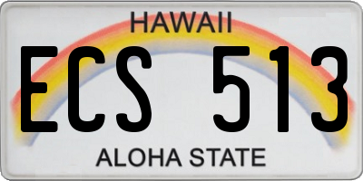 HI license plate ECS513